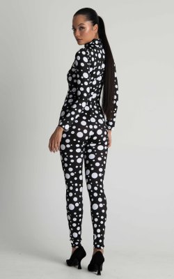 Polkadot Sexy Bodysuit - Edgy Black and White Design