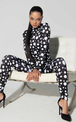 Polkadot Sexy Bodysuit - Edgy Black and White Design