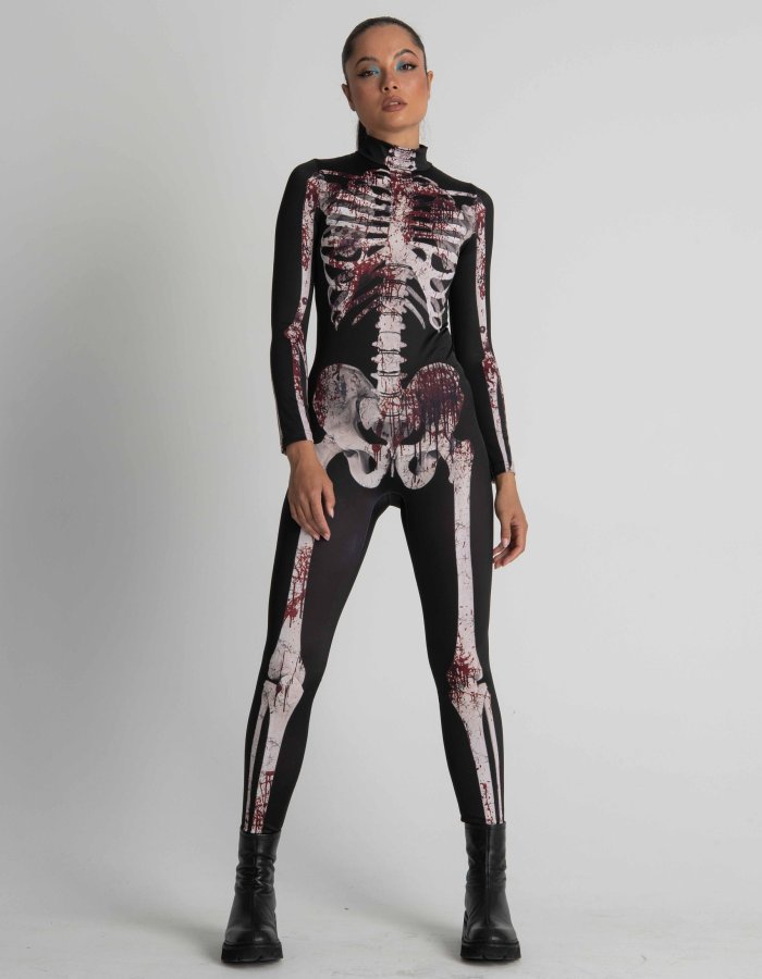 Bloody Skeleton Halloween Costume Women, Get Your Spooky Vibes with This Halloween full Body Suit