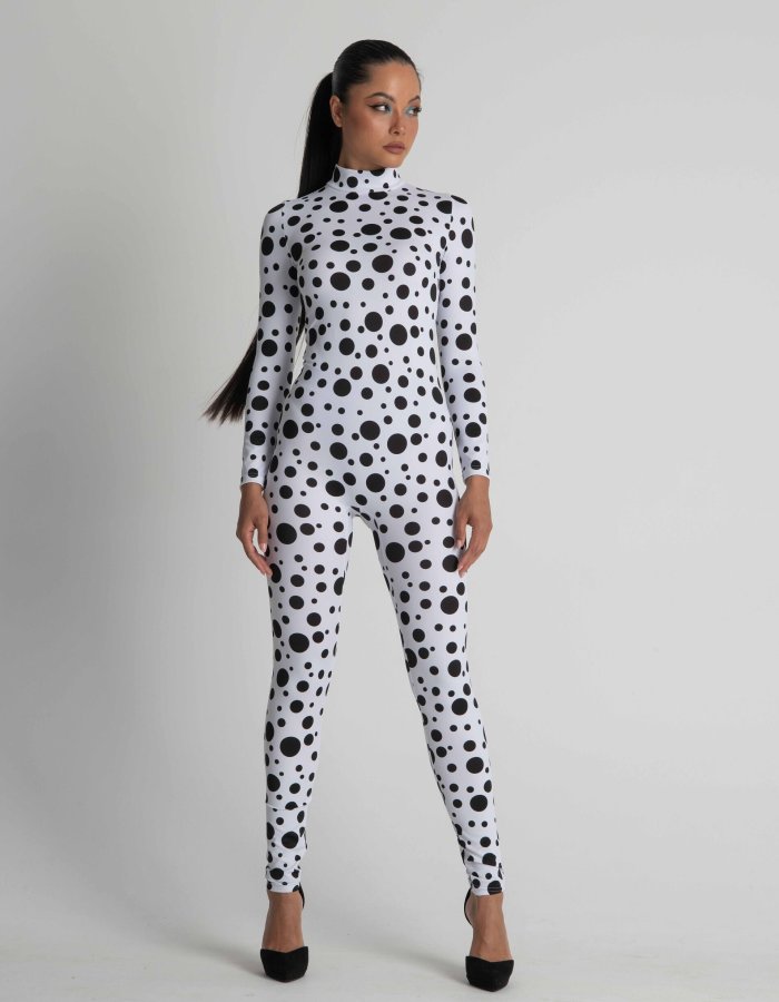 Funky Black and White Polkadot Sexy Bodysuit for Women