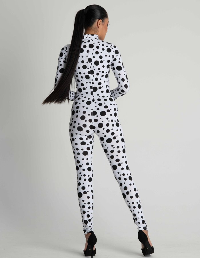 Funky Black and White Polkadot Sexy Bodysuit for Women