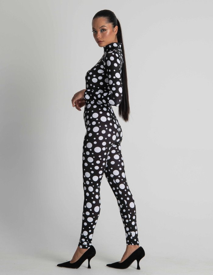 Polkadot Sexy Bodysuit - Edgy Black and White Design